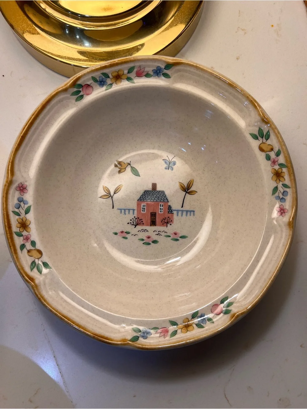 26 International Cream and Pink Floral Ceramic Bowls - Set of 4
